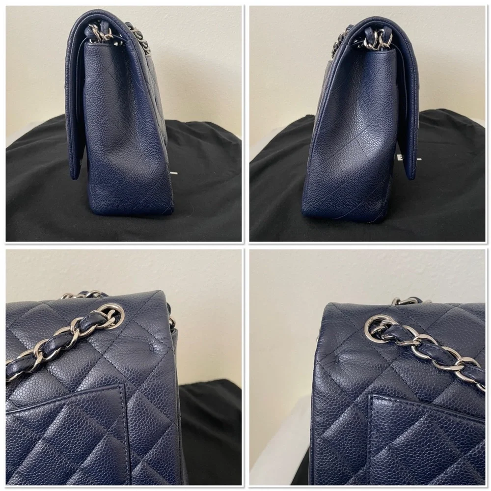 Sold Chanel Navy Caviar Maxi Double Flap bag - Picture 14 of 15
